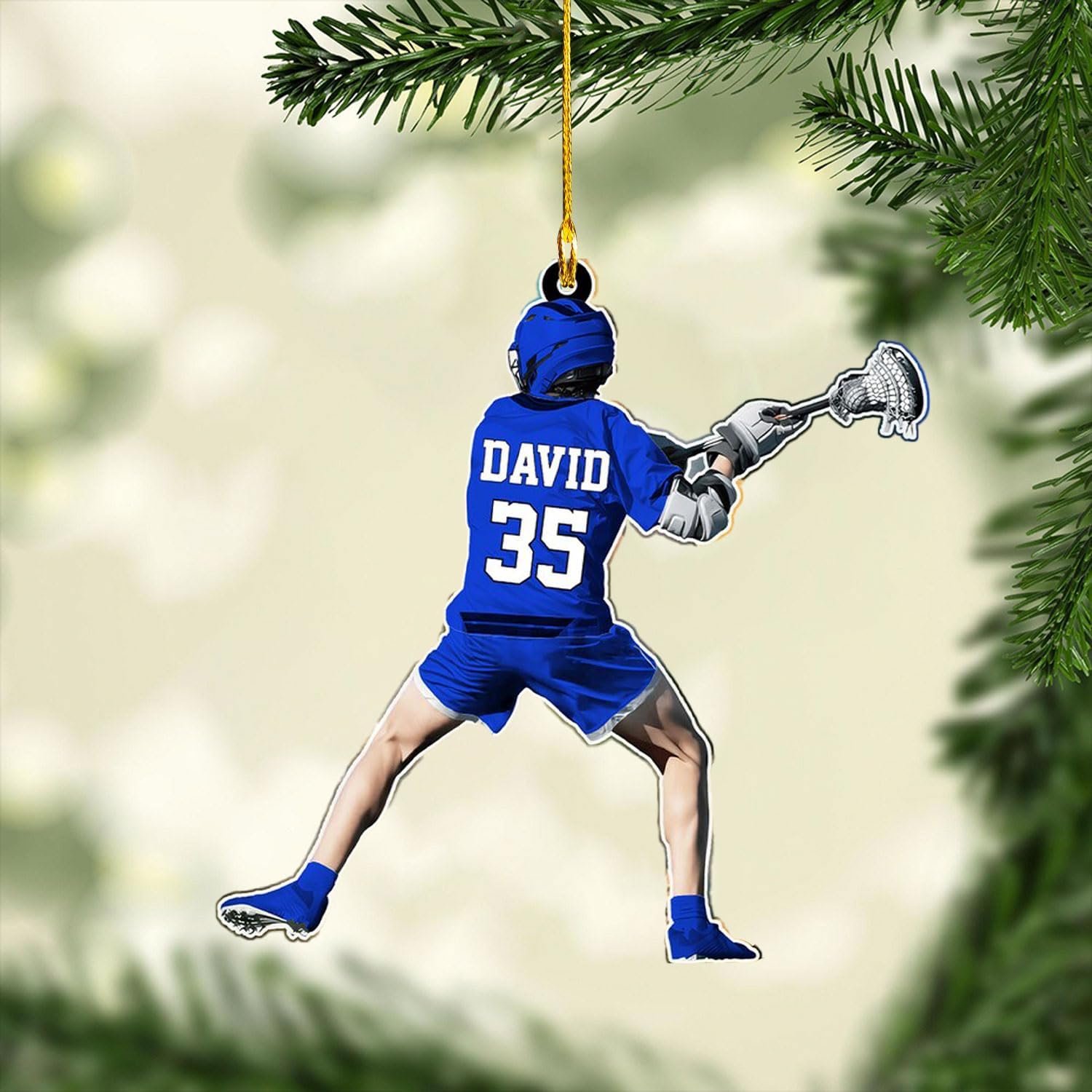 HomeDesign Personalized Lacrosse Ornament, Lacrosse Amor Shape Flat Ornament, Lacrosse Helmet Ornaments, Gifts for Lacrosse Lovers, Lacrosse Players, Lacrosse Christmas Ornament (LA 5)