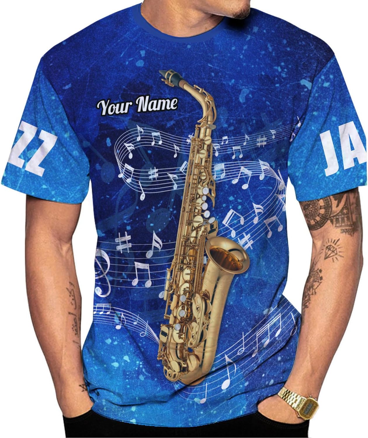 Mostprints Personalized Name Saxaphone Shirt 3D, Saxophone Shirt Gift, Saxophone Gifts Shirt for Men and Women S-5XL