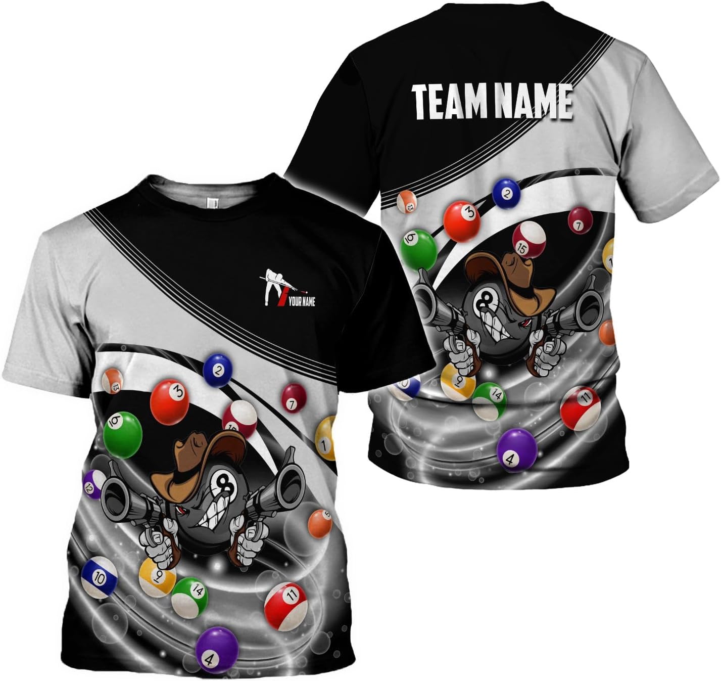 Ligthuy Personalized Name Billiard Shirts 3D, Billiards Shirt 8 Ball Billiard Shirt Custom Men's Pool Men Women1