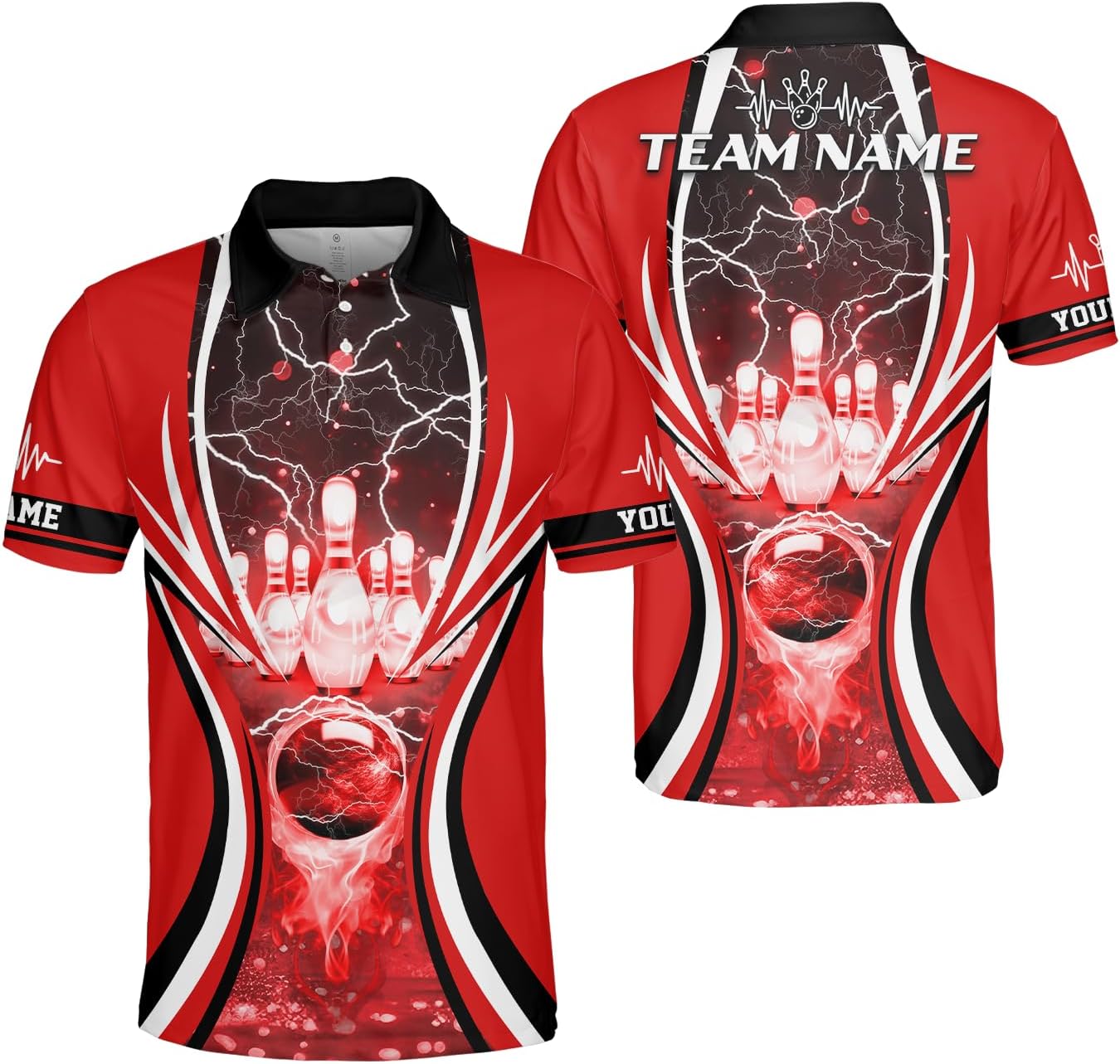 Ligthuy Personalized Name Bowling Polo Shirts 3D for Men and Women, Bowling Shirt, Bowling Shirts for Men Team Bowling Shirt