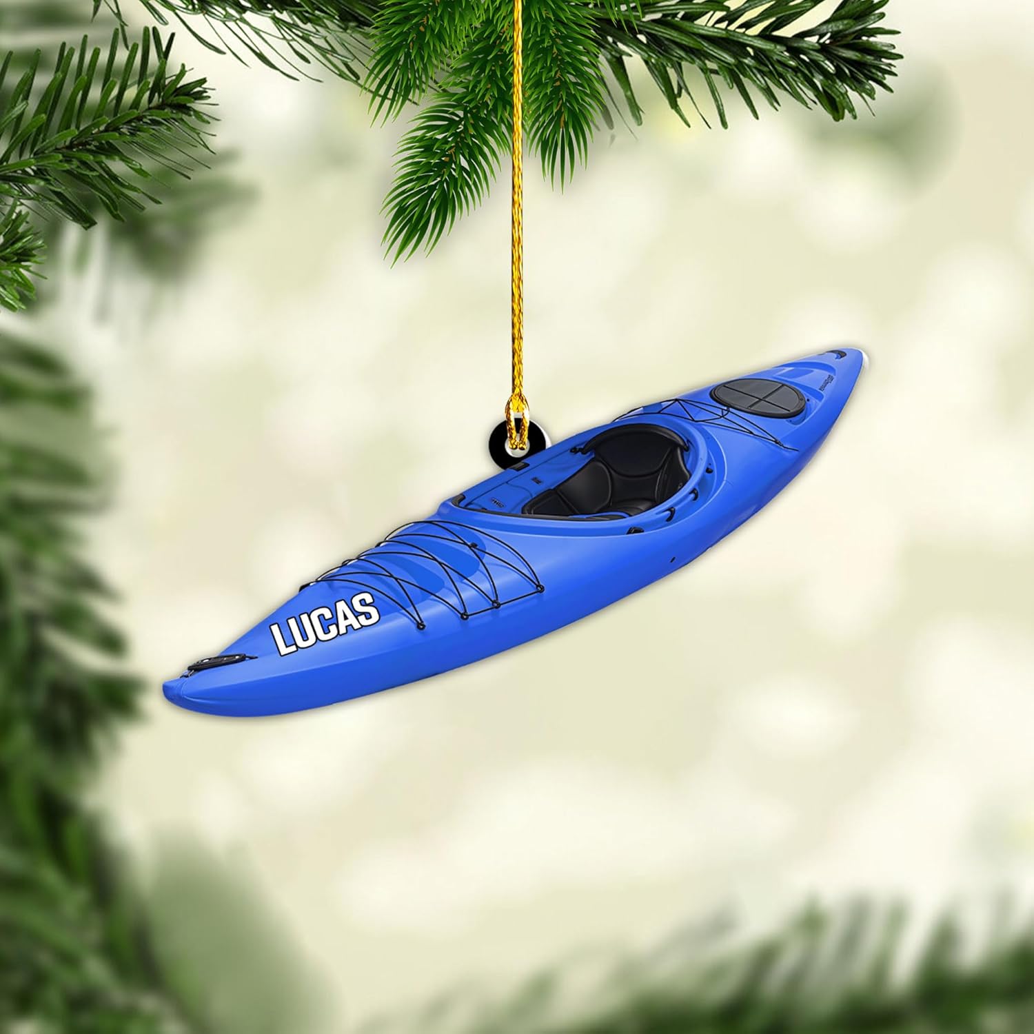 AOVL Personalized Kayak Ornament Lake Kayaking Board Ornament Kayak Gift for Christmas Tree Kayaking Christmas Ornament Kayaking Gifts Ornaments (KY1)