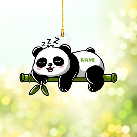 Personalized Panda Ornament Xmas Tree, Panda Acrylic Or Wood Flat Shape Ornament Christmas 2024, Panda Lovers Ornament Xmas Decor, Panda Bear Gifts Panda Bamboo Hanging Ornament (Panda 7)