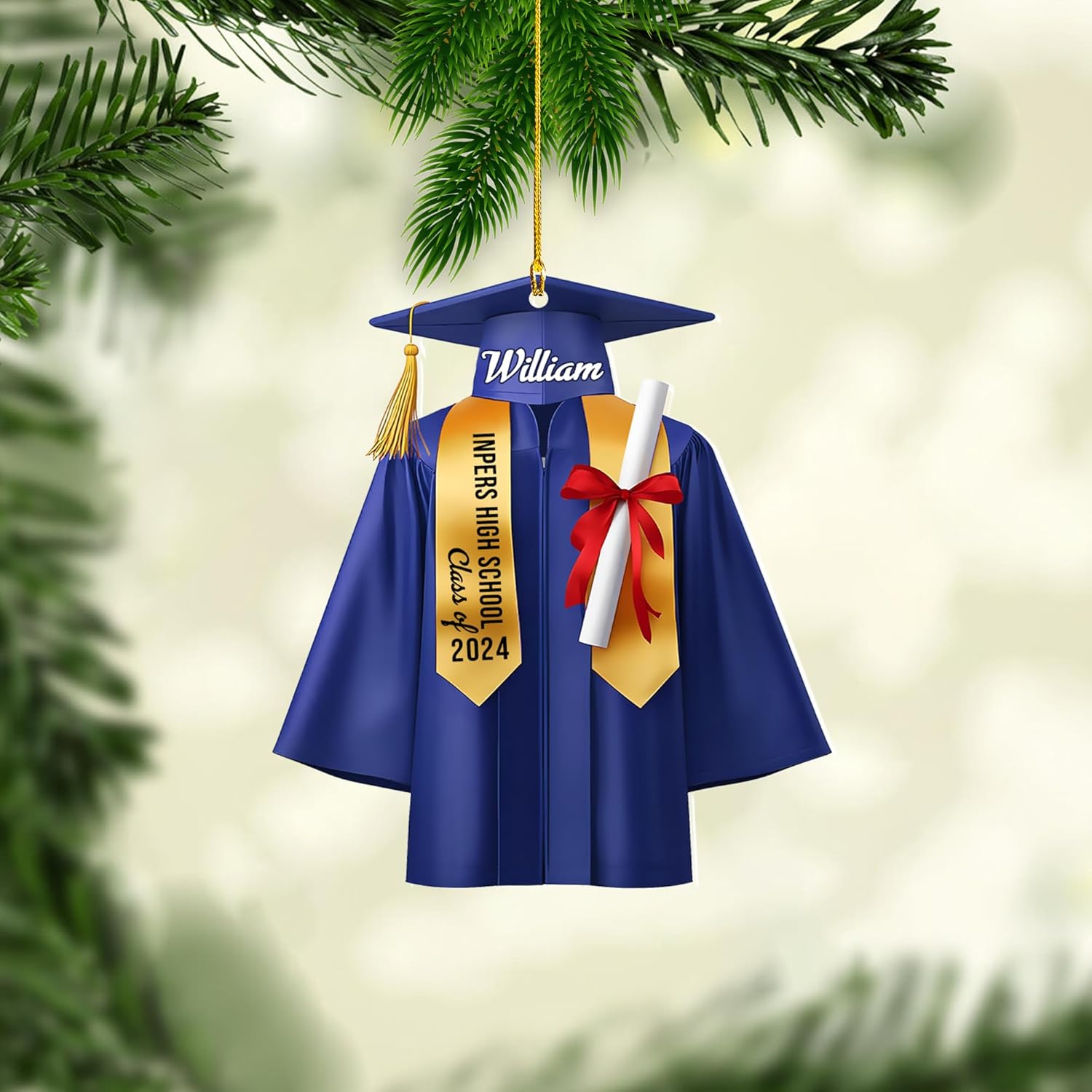 Personalized Graduation Ornaments Class of 2024 Graduation Gown Ornament Gifts Graduation Ornaments Class of 2025 College Graduation Ornaments Class of 2024 Graduate Ornament Tree Hanging Decor (GN10)