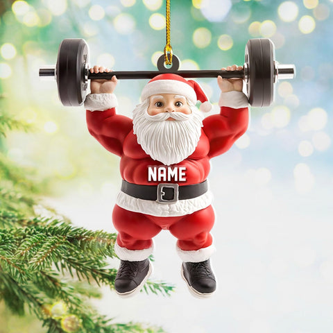 AOVL Personalized Weight Plate Ornament Weight Ornament Fitness Gift for Gym Ornament Merry Liftmas Christmas Hanging Ornaments Weight Plates Ceramic Ornament (DF11)