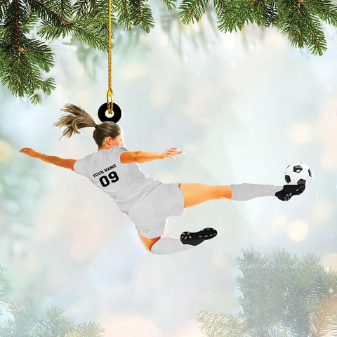 mostprints Personalized Soccer Christmas Ornament, Soccer Ornament for Boys, Soccer Team Ornaments, Gifts for The Soccer Player, Soccer Player Ornament, Soccer Gift Tree Hanging (SC11)