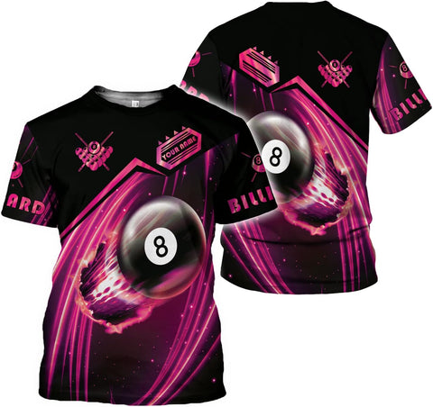 AOVL Personalized Billiard Shirts 3D Billiard Shirt Custom Billiard Flag Shirt Men's Pool Billiards Shirt 8 Ball Men Women