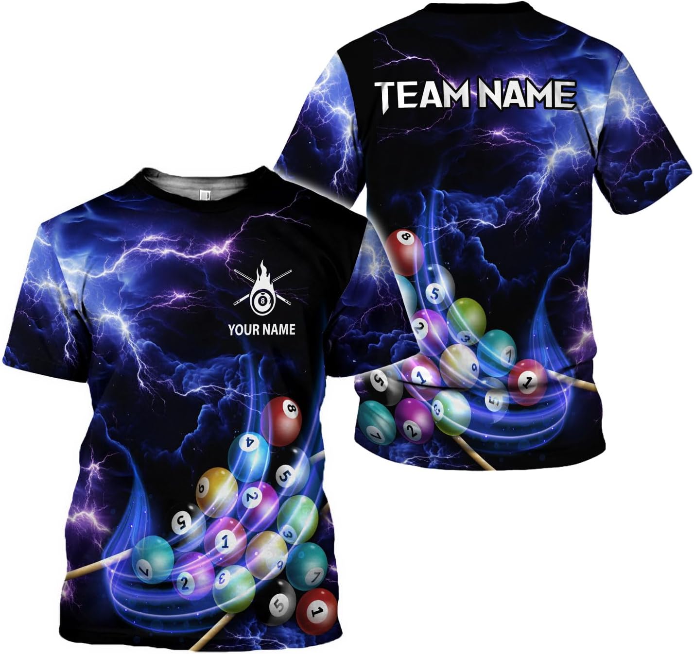 MoonArt Personalized Billiard Shirts 3D Billiard Shirt Custom Billiard Flag Shirt Men's Pool Billiards Shirt 8 Ball Men Women