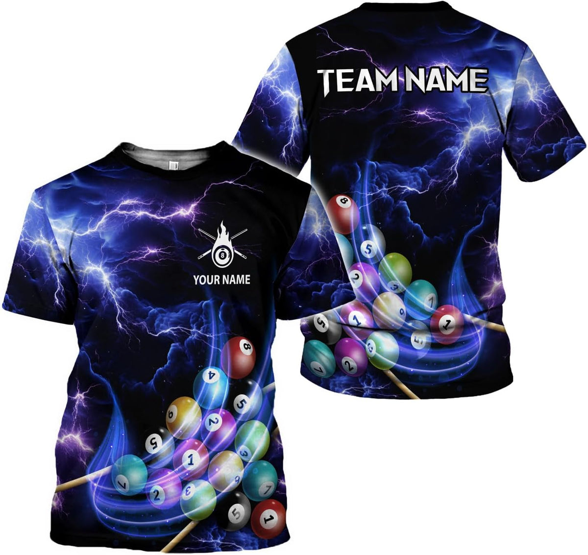 MoonArt Personalized Billiard Shirts 3D Billiard Shirt Custom Billiard Flag Shirt Men's Pool Billiards Shirt 8 Ball Men Women