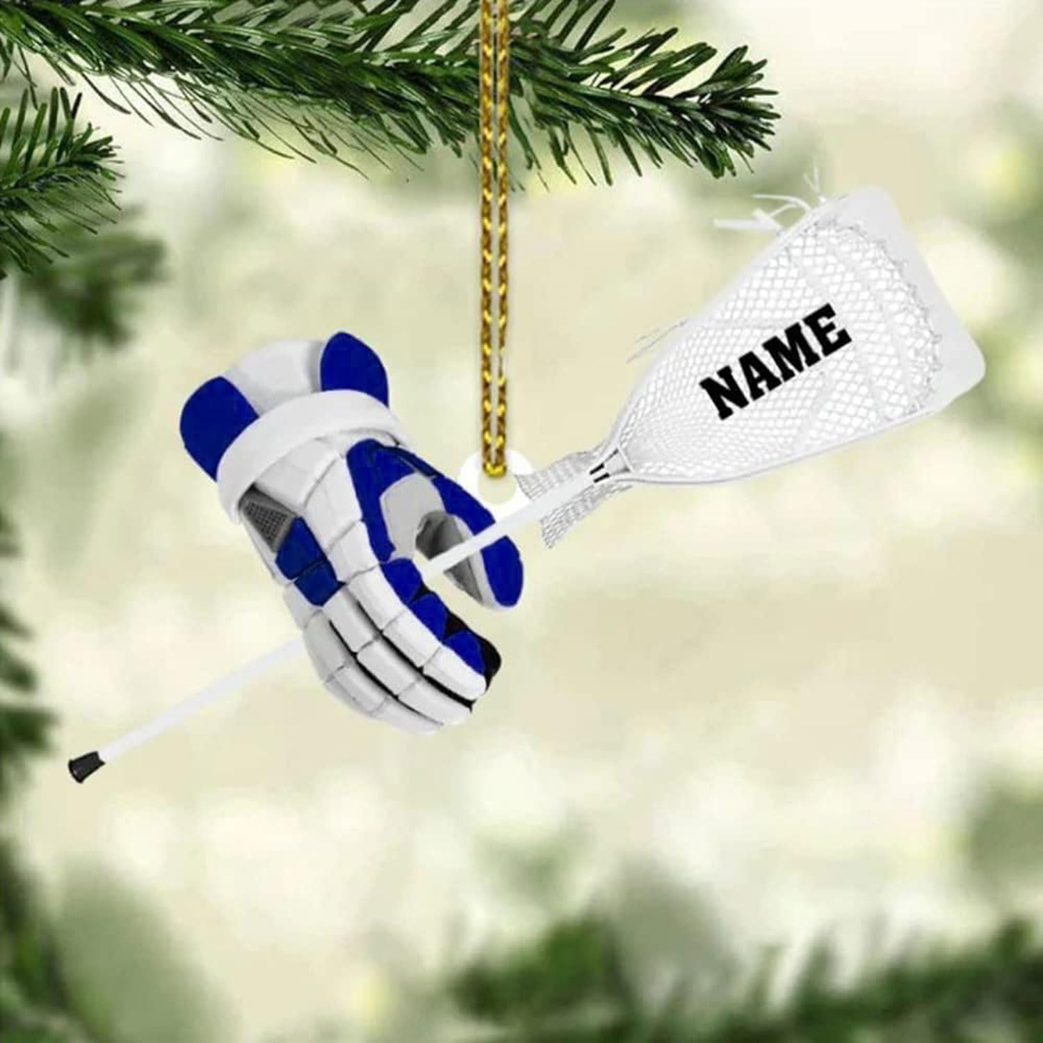 HomeDesign Personalized Lacrosse Ornament, Lacrosse Amor Shape Flat Ornament, Lacrosse Helmet Ornaments, Gifts for Lacrosse Lovers, Lacrosse Players, Lacrosse Christmas Ornament (LA 3)