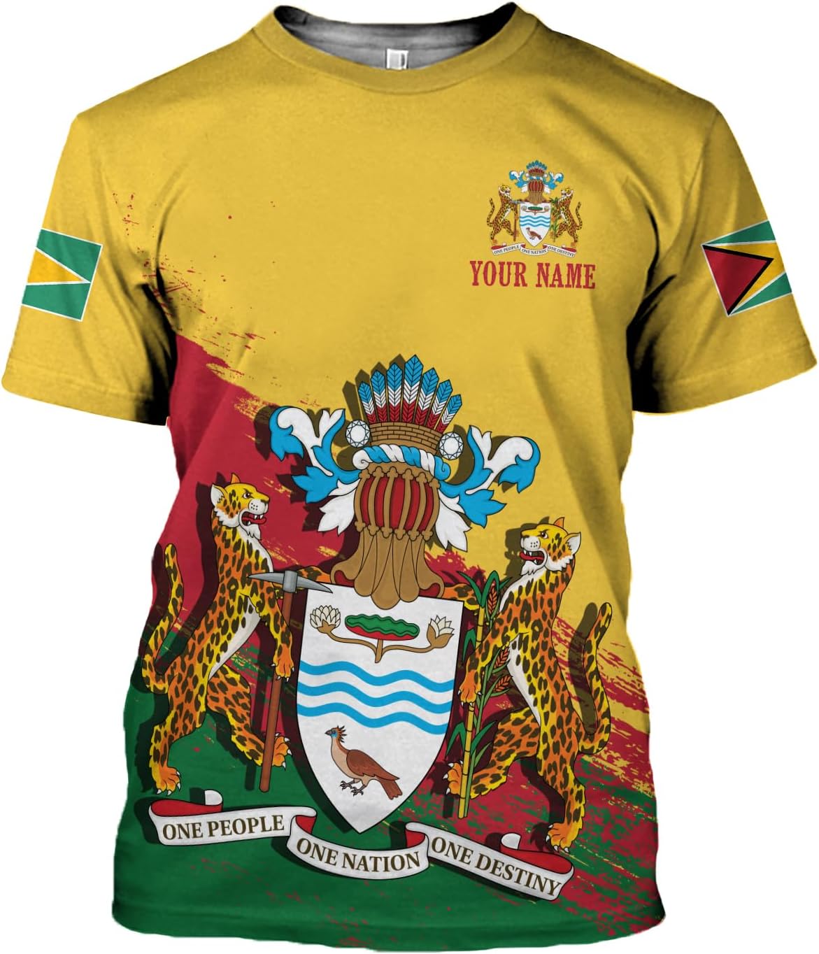 Artparel Personalized Guyana 3D Guyana Flag Shirt - Unisex Adults - Green - Short Sleeves - 5X-Small-Large
