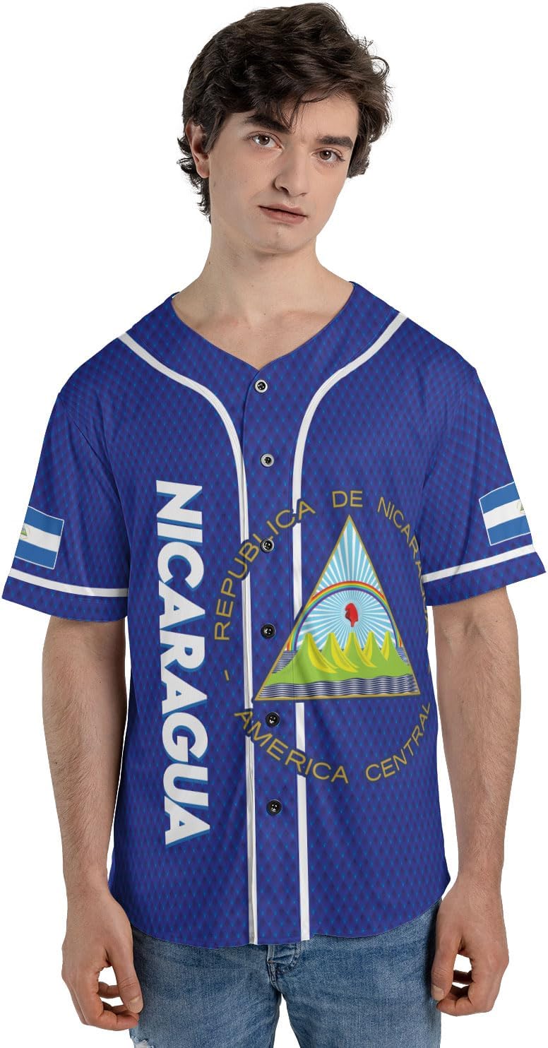 Personalized Nicaragua Baseball Jersey, Custom Nicaragua Baseball Jersey for Men & Women, Nicaraguan Camisas Shirt