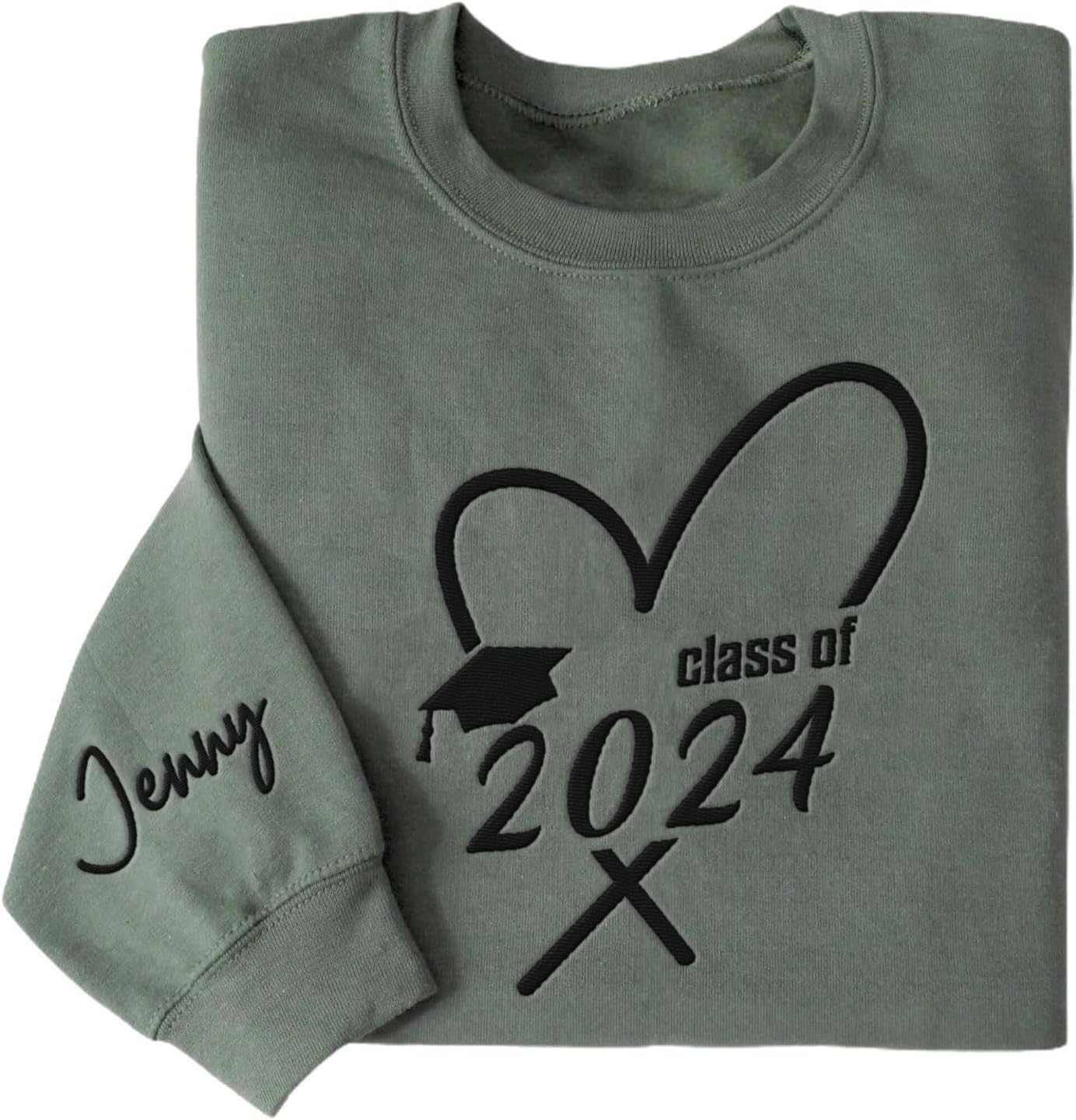 AOVL Personalized 2024 Embroidered Sweatshirt - Graduation Class Of 2024 Senior Class Embroidered Sweatshirt