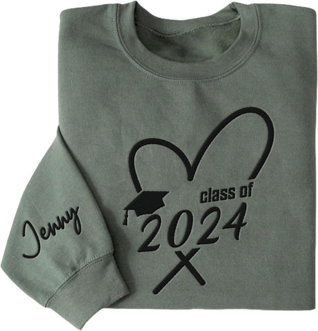AOVL Personalized 2024 Embroidered Sweatshirt - Graduation Class Of 2024 Senior Class Embroidered Sweatshirt