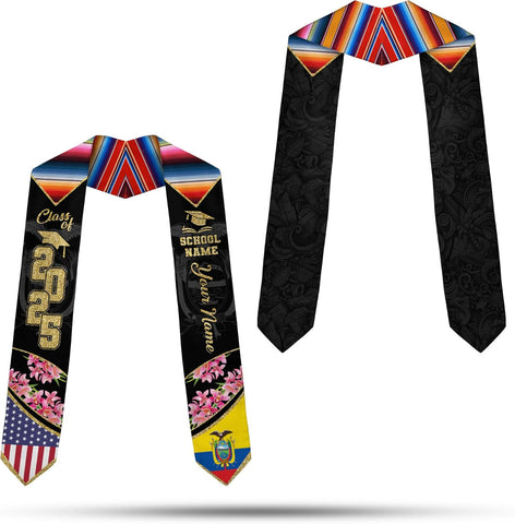 Pretyprints Ecuador Graduation Stole, Ecuadorians American Flag Graduation Sash 2025, Ecuadorians Graduation Sash