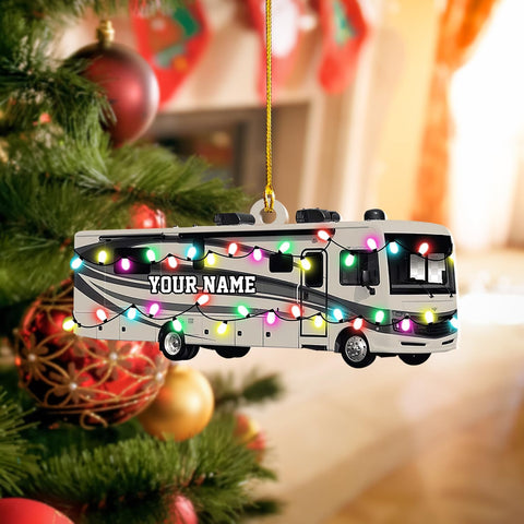 RoyalBro Personalized Camper Ornament Custom Camping Ornament, Tent Ornament RV Camping Ornament, Happy Gifts for Camping Lovers, Travel Camping Backpacked Hanging Ornament (CP 4)