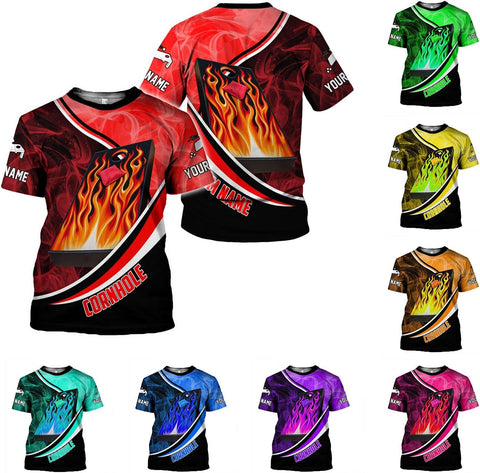Custom 3D Cornhole T-Shirt Personalized Cornhole Team Uniform Gift for Men & Women Toss Game Board Bag Apparel