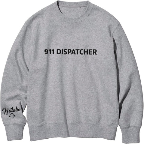 Leeprints Personalized Embroidered Dispatcher 911 Sweatshirt, Pulse Dispatch Embroider Hoodie, Thin Gold Line 911