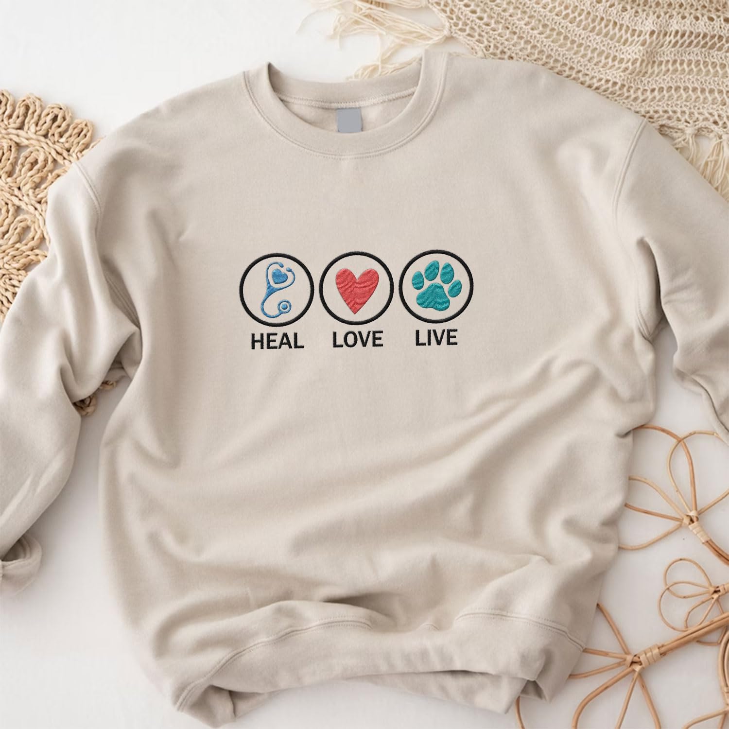 Leeprints Personalized Embroiderd Veterinary Medicine Sweatshirt - Vet Tech Sweater, Veterinarian Gift, Vet Med Staff Gifts