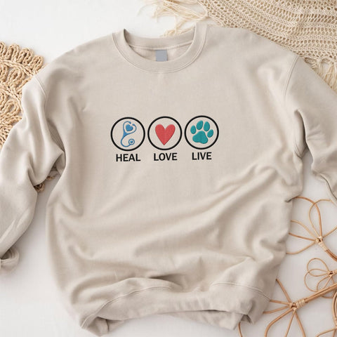 Leeprints Personalized Embroiderd Veterinary Medicine Sweatshirt - Vet Tech Sweater, Veterinarian Gift, Vet Med Staff Gifts