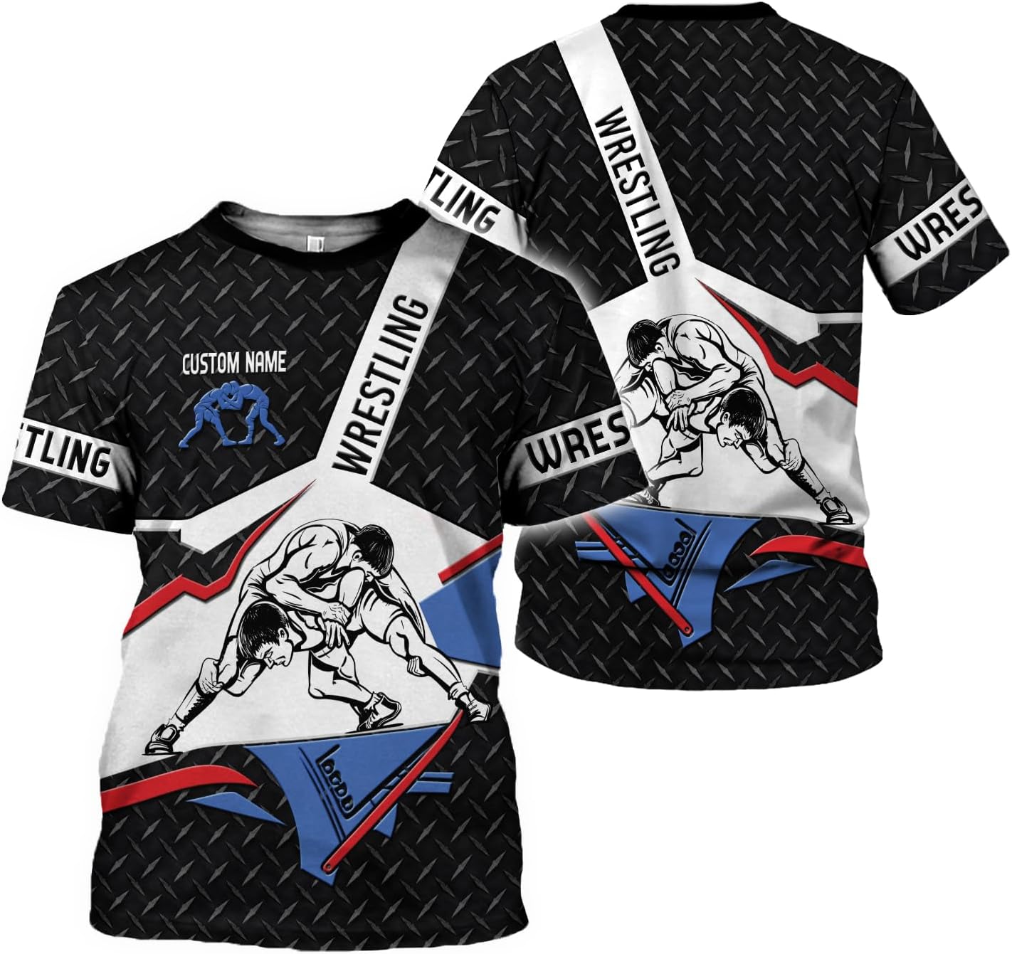 MAPrints Personalized Name Wrestling Shirt 3D All Over Print, Wrestle T-Shirt, Funny Free Hug Wrestling T-Shirt for Men S-5XL