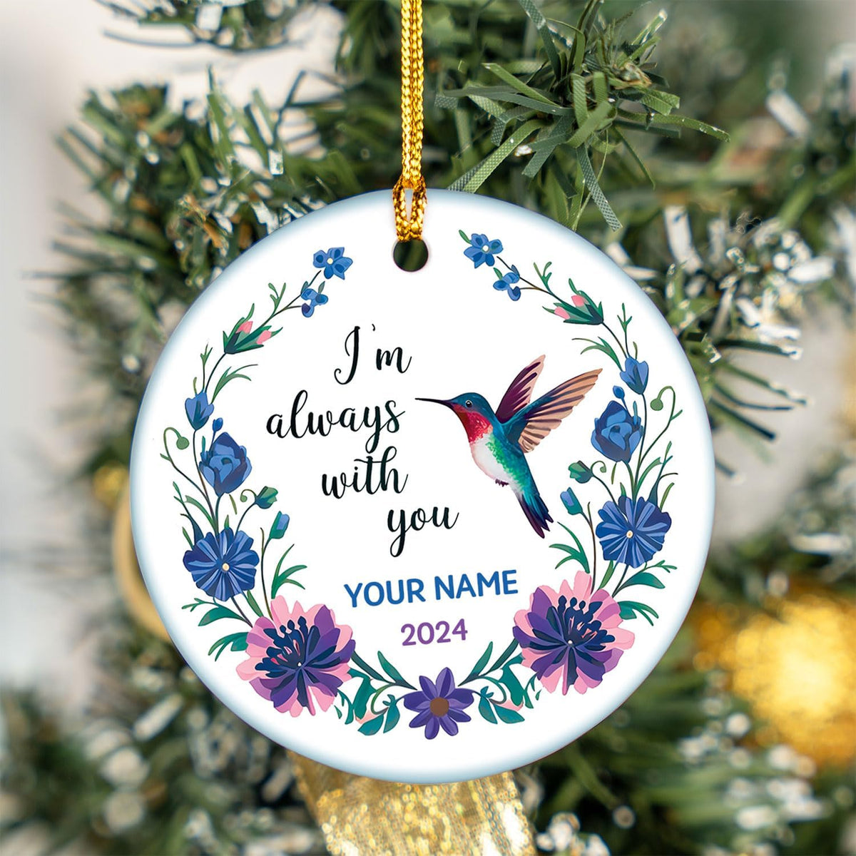 Personalized Hummingbird Ornaments for Christmas Tree 2024, Hummingbird Christmas 2024 Ornament, Bird Ceramic Ornament, Gifts for Bird Lovers (NBird 10)