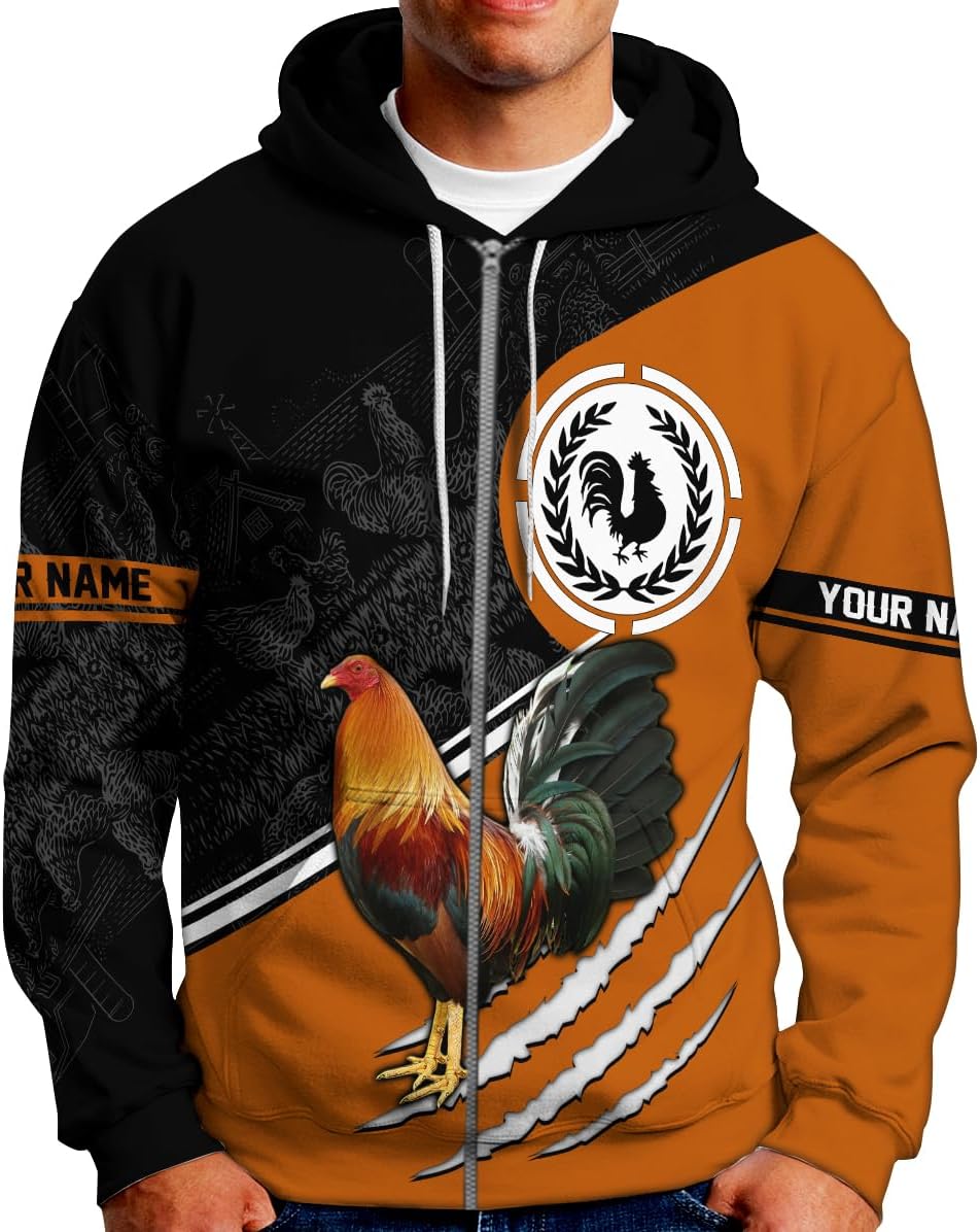 Mostefy Personalized Name Rooster Hoodie 3D, Gallos De Pelea, Chicken Sweatshirt, Chicken Hoodie for Men and Women S-5XL