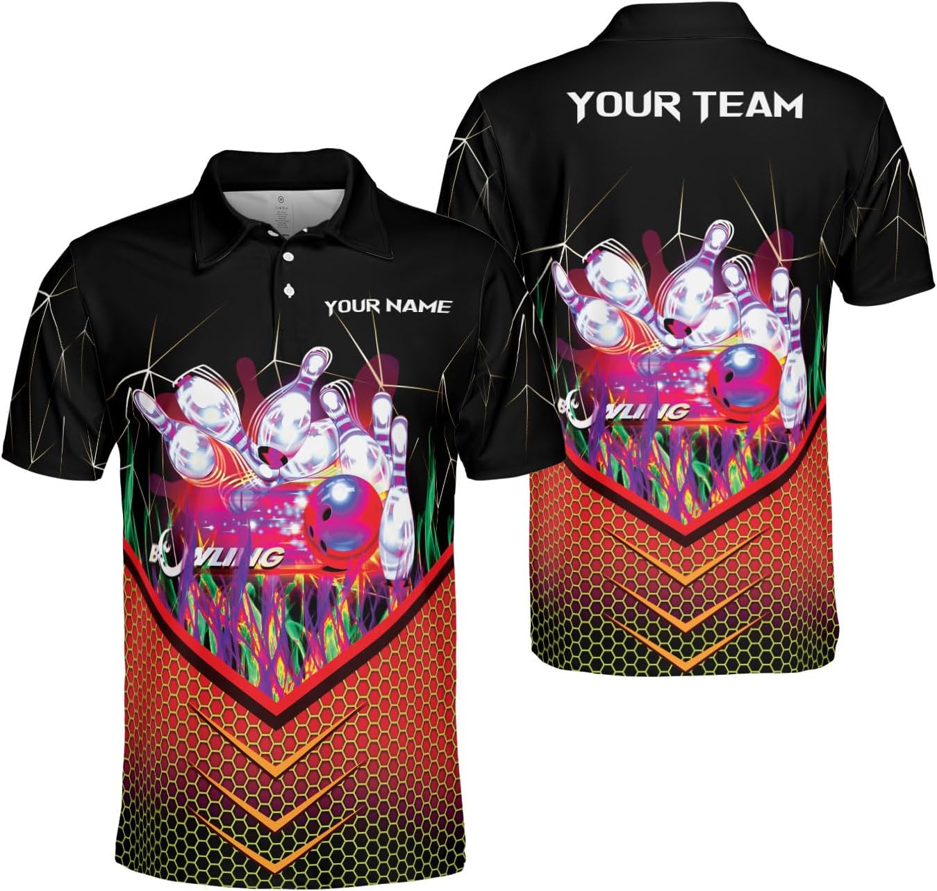 Ligthuy Personalized Name Bowling Polo Shirts 3D for Men and Women, Bowling Shirt, Bowling Shirts for Men Team Bowling Shirt