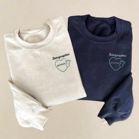 Custom Sonographer Embroidered Sweatshirt Ultrasound Tech Gifts For Women Sonography Technician Graduation Gift Sonographers