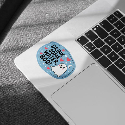 3 Pcs Drink Some Water Boo Sticker, Cute Hydration Reminder Ghost Sticker, Cute Ghost Sticker, Reminder Drink Water Sticker, Halloween Gifts for Laptop Water Bottle Phone Car Window Helmet 3 Inches