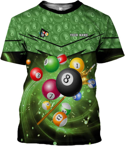 Parvii Personalized Billiards Shirt for Men, 8 Ball Pool Shirt, Billiards Gift