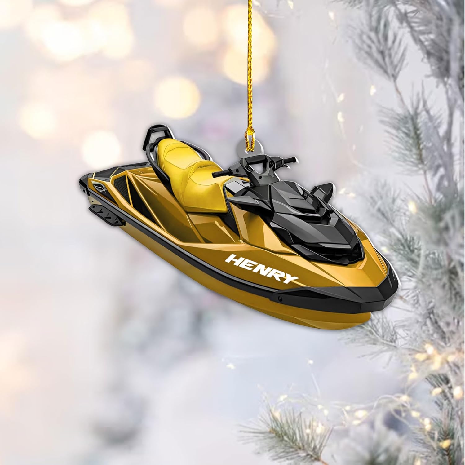 AOVL Custom Jet Ski Ornaments 2024 Jet Boat Ski Christmas Ornament Skiing Jet Boat Christmas Tree Ornament Gift for Watercraft Lovers Speed Boat Ornaments (JK5)