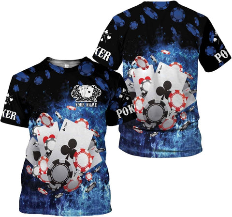 Personalized Poker Shirt, Poker Player Shirt, Funny Casino Poker Pattern 3D Over Print, Unisex Poker Tshirt Men Women