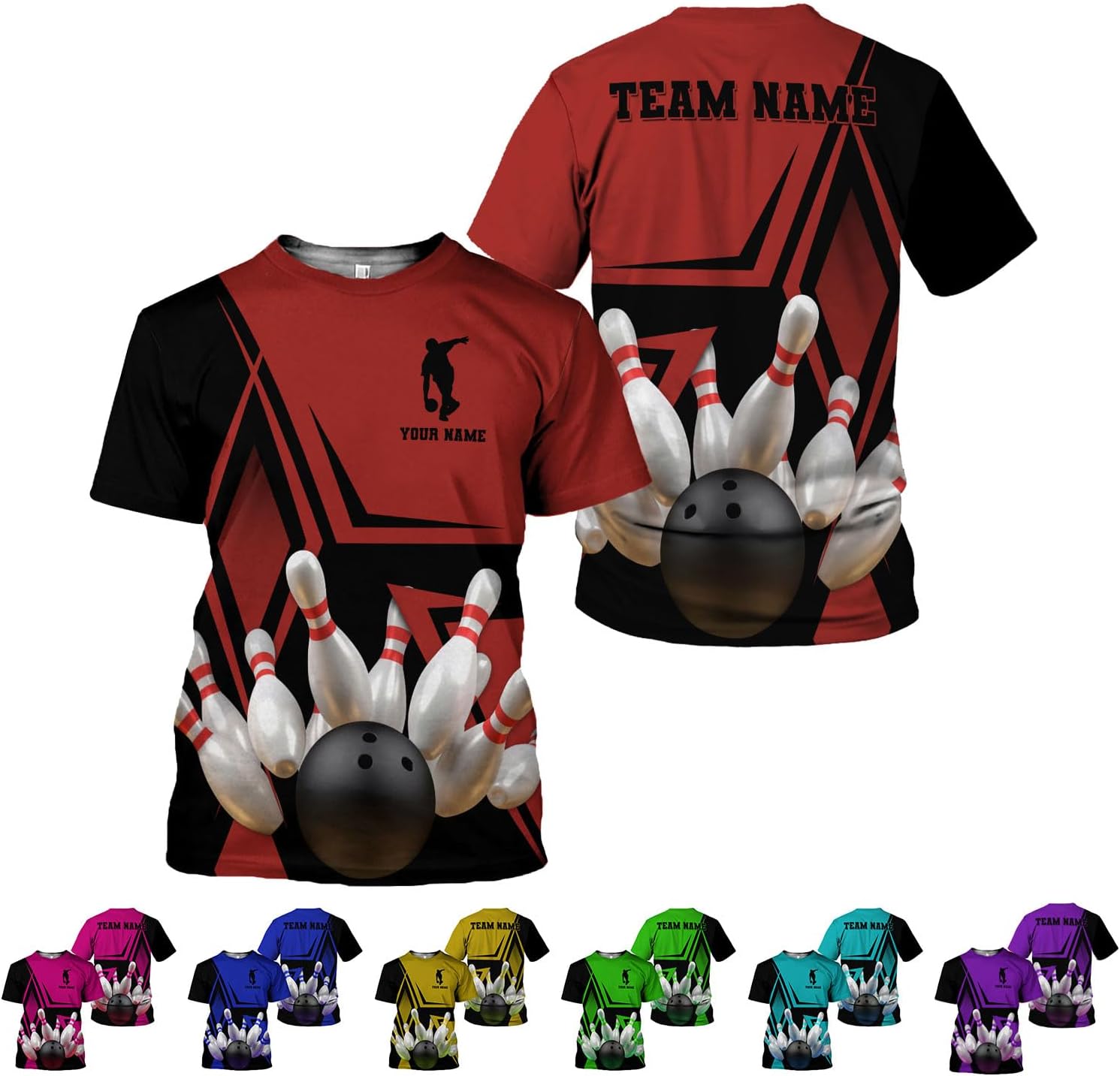 Personalized Bowling Shirt Custom Name Shirts Gift for Women & Men Womens Polo Team 3D Unisex Jersey Short Sleeve Funny