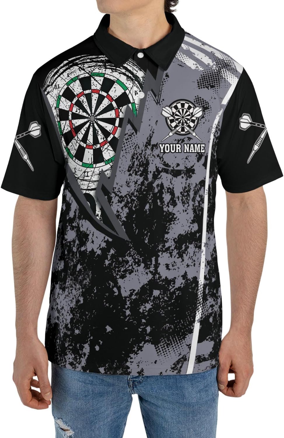 Custom Darts Polo Shirts for Men Women Personalized Team Jersey with Name Funny Game Eagle Flag Gifts 3D Dart Lover Sport