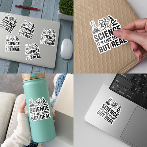 3 Pcs Science Its Like Magic But Real Sticker, Science Physics Stickers, Computer Science Stickers - Vinyl Sticker 3 Inches for Water Bottles Laptop Phone Car Window Helmet
