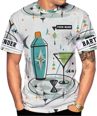 MAPrints Personalized Bartender Shirt Custom Bartender Tshirts Bartending 3D Tshirts Bartender Barista Camisas Tshirt for Men