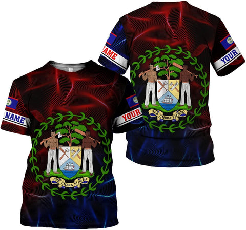 Personalized Belize Shirt for Men and Women, Coat of Arms of Belize Flag Flag Shirt, Belizean Country Flag Gift