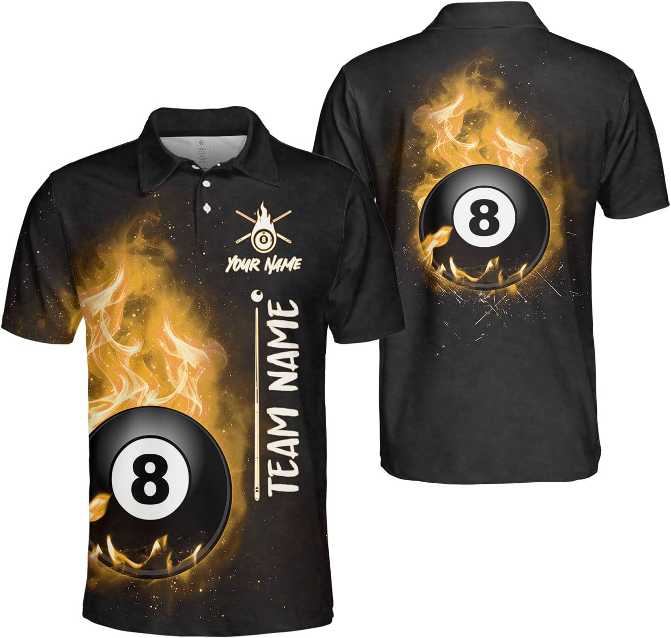 Personalized 8 Ball Polo Shirt, Billiard Shirt Custom Billiard Player 3D Print Shirts for Men Women Teams Pool (Polyester, PL173), Small-5X-Large