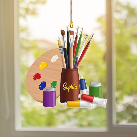 Personalized Painting Ornaments Gifts for a Painter, Painter Ornament Gift for Artist, Artist Christmas Ornament 2024, Artist Palette Christmas Ornament, Paint Brush Ornament for Painter (ON759)