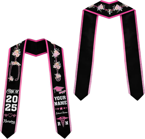 Pretyprints Custom Nurse Sash Graduation, RN Graduation Stole Gifts for Friends Nursing Student Senior Class Of 2025