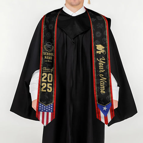 Personalized Puerto Rican Graduation Stole, Puerto Rican Graduation Sash 2025, Puerto Rico Graduation Sash