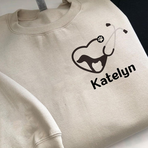 Personalized Veterinarian Embroidered Sweatshirt, Custom Vet Tech Shirt, Veterinary Technician Week Gifts, Veterinary Gifts