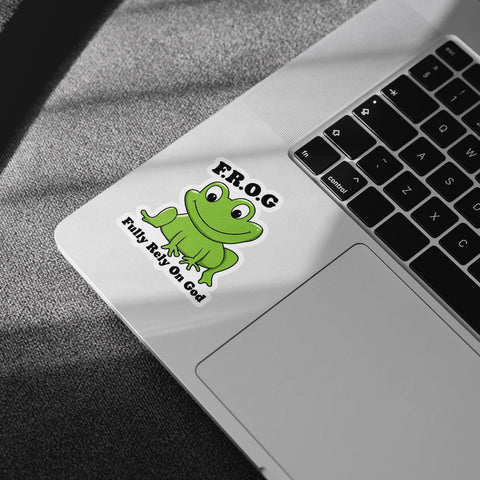 3Pcs Fully Rely On God Frog Sticker Funny God Christian Fully Rely On God Stickers Cute Frog Stickers Gift Fully Rely on god Frog Gifts Religious Bible Decal for Laptop Phone Car Hard Hat 3"x3"