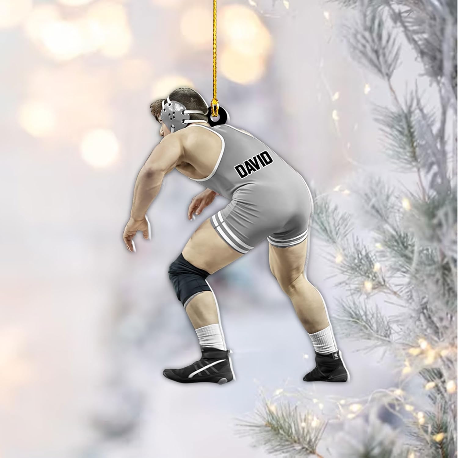 Artparel Personalized Wrestling Ornament Wrestling Helmet Ornaments Wrestling Christmas Ornament Gift for Wrestling Player Wrestling Christmas Tree Ornaments for Boys or Girls (WL15)