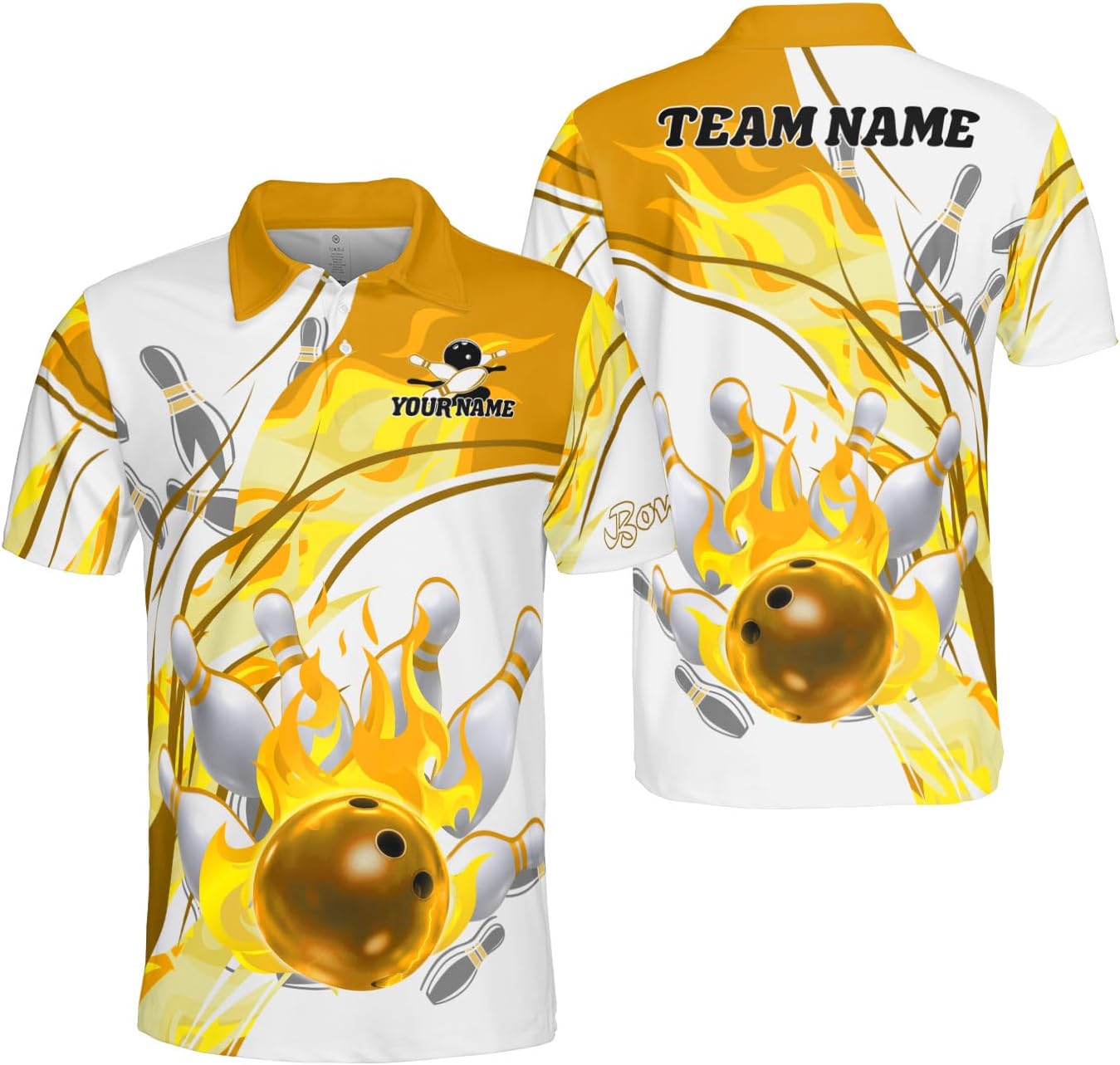 Ligthuy Personalized Name Bowling Polo Shirts 3D for Men and Women, Bowling Shirt, Bowling Shirts for Men Team Bowling Shirt