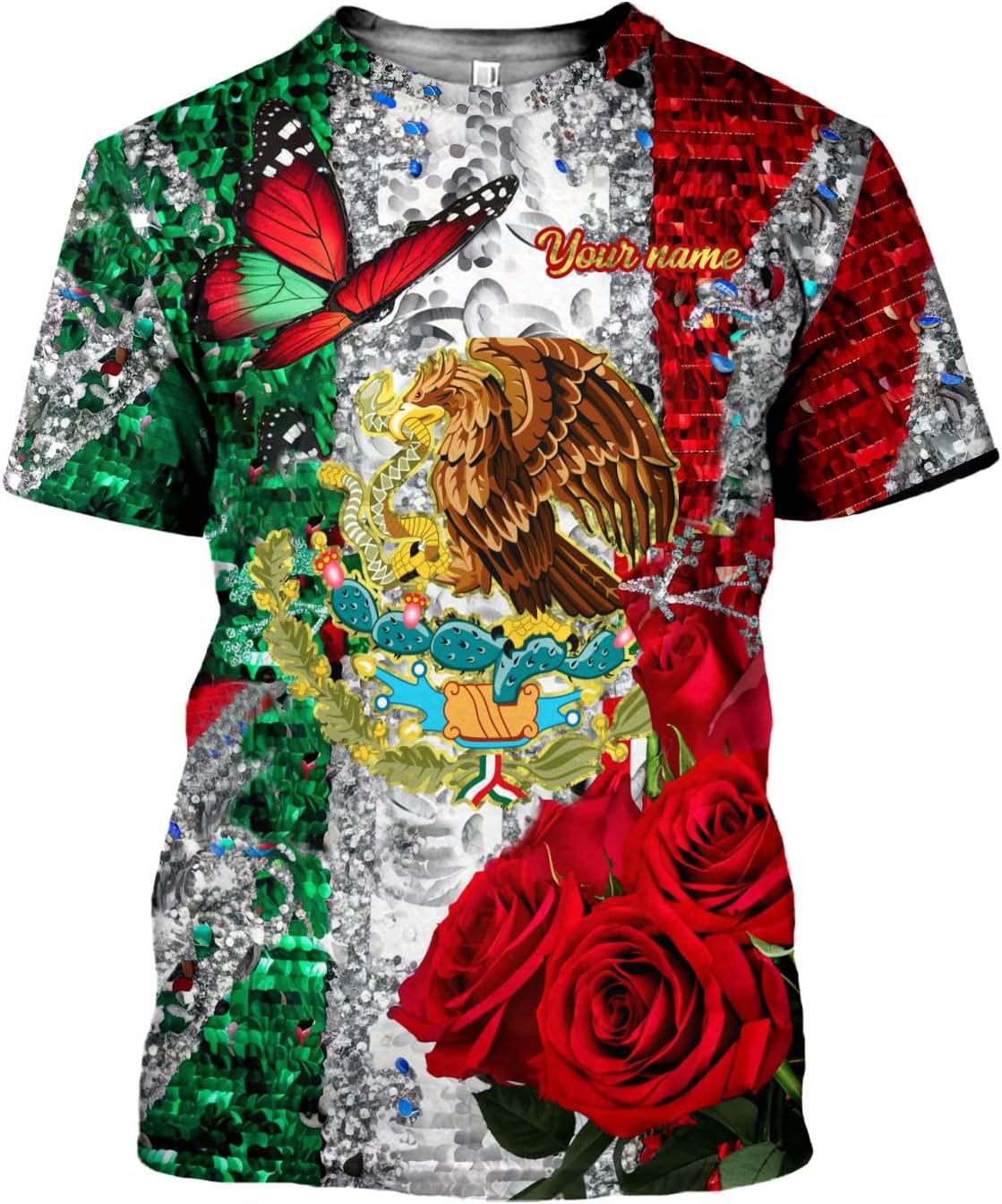 Mostprints Personalized Mexico Shirts for Women, Custom Name Mexican Shirts for Women, Mexico Shirt Flag Women Full Size New