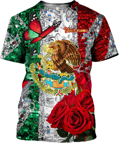 Mostprints Personalized Mexico Shirts for Women, Custom Name Mexican Shirts for Women, Mexico Shirt Flag Women Full Size New