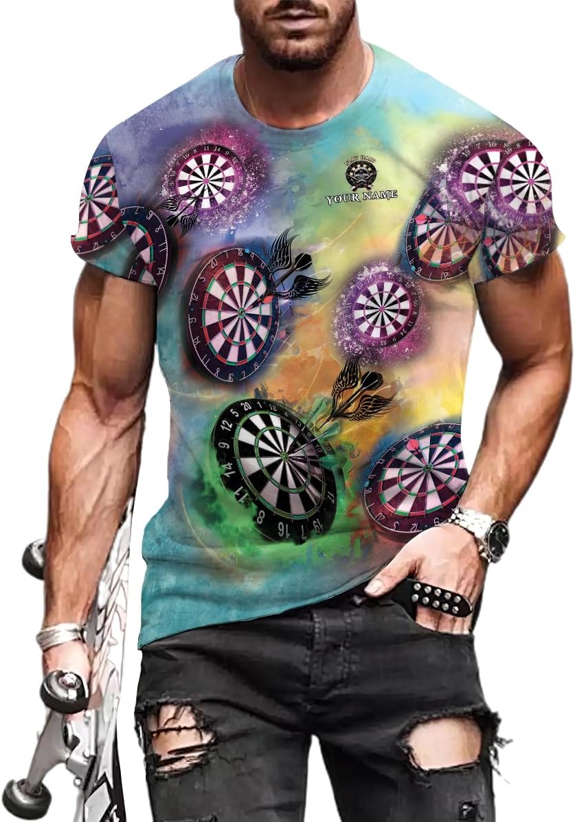 Personalized Name Dart Shirts 3D, Custom Mens Dart Shirts, Dart Shirts for Teams, Funny Dart T-Shirts for Men and Women
