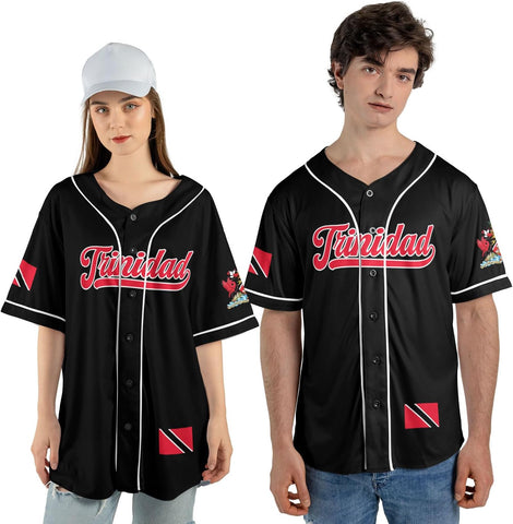 Podagree Personalized Trinidad & Tobago Baseball Jersey, Trinidad and Tobago Proud Flag Shirt Coat of Arms Gift Men Women