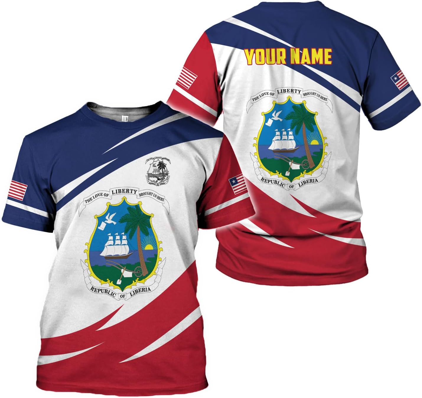 MoonArt Personalized Liberia Shirts Liberian Coat of Arms Flag Liberia 3D Shirts Liberia Liberian Pride Gift